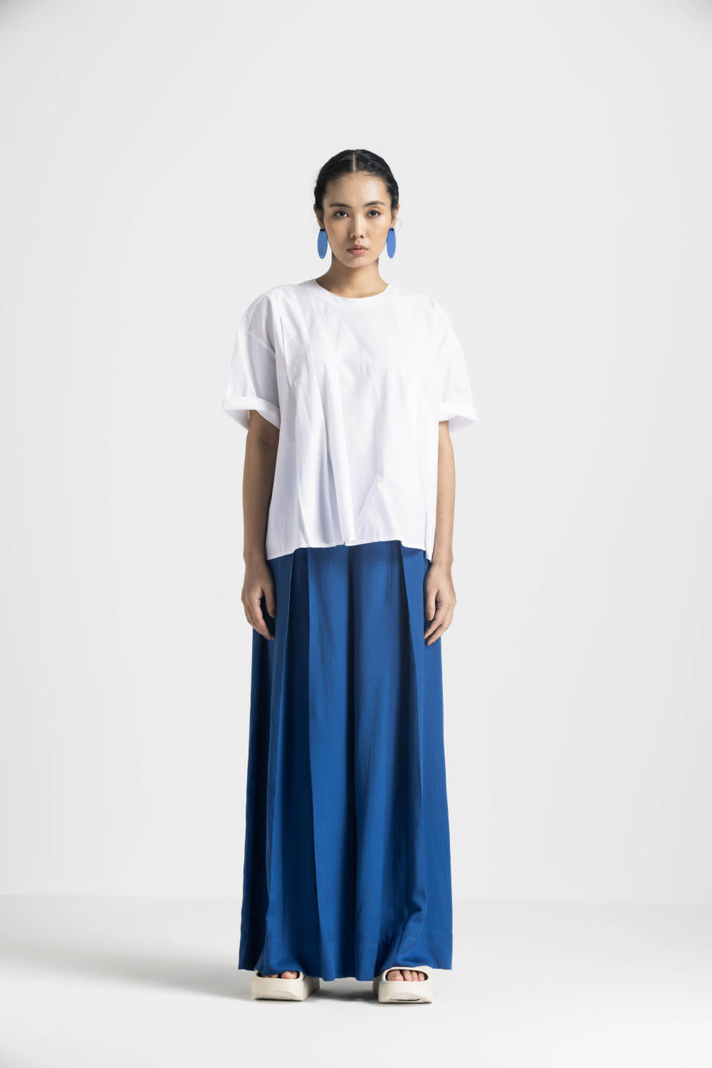 INVERTED BOX PLEAT BOTTOM - ELECTRIC BLUE