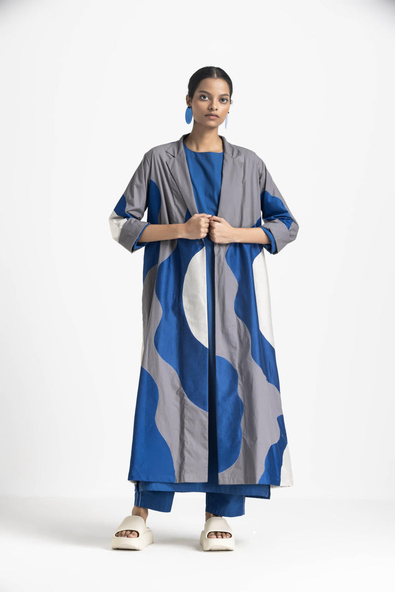 FLORAL APPLIQUE JACKET - ELECTRIC BLUE poplin by THREE in blue color for women Worldwide