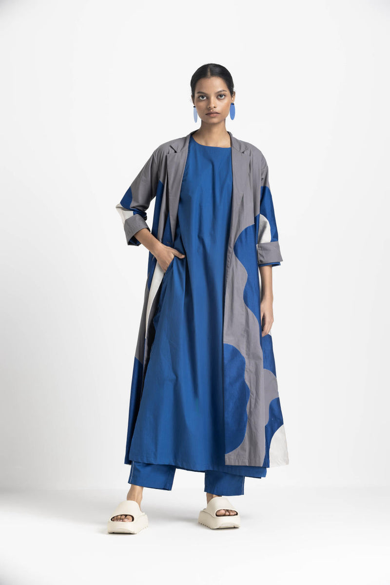 FLORAL APPLIQUE JACKET - ELECTRIC BLUE poplin by THREE in blue color for women Worldwide