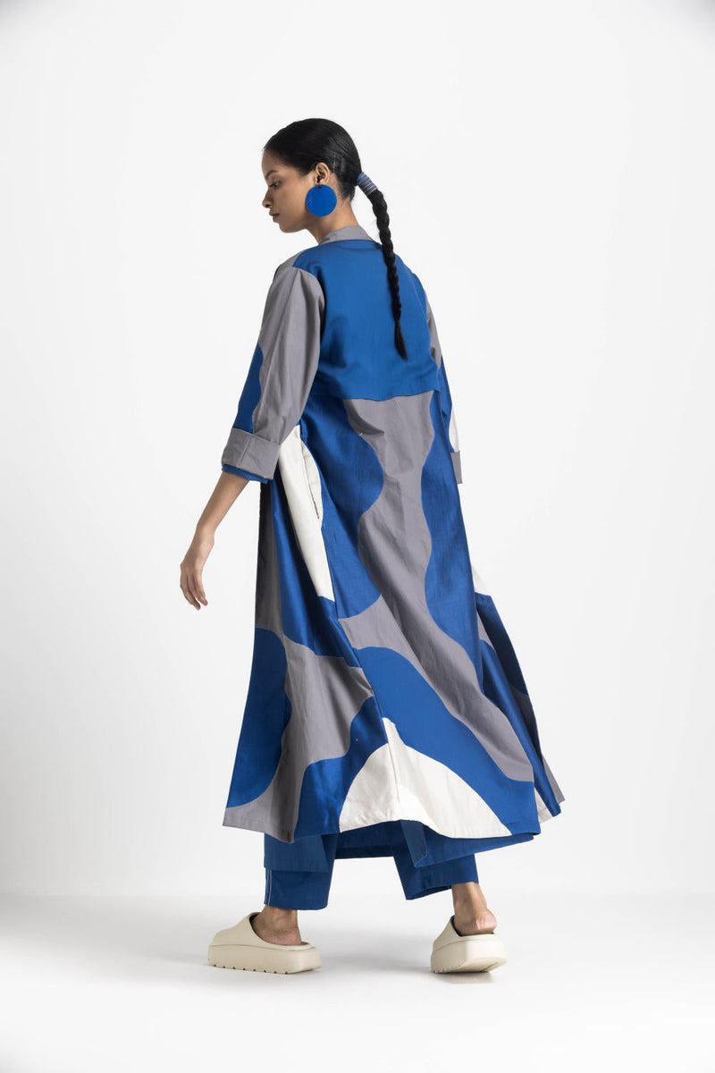 FLORAL APPLIQUE JACKET CO ORD (SET OF 3) - ELECTRIC BLUE poplin by THREE in blue color for women Worldwide