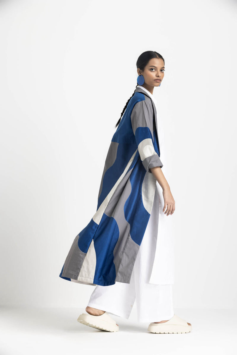 FLORAL APPLIQUE JACKET - ELECTRIC BLUE poplin by THREE in blue color for women Worldwide