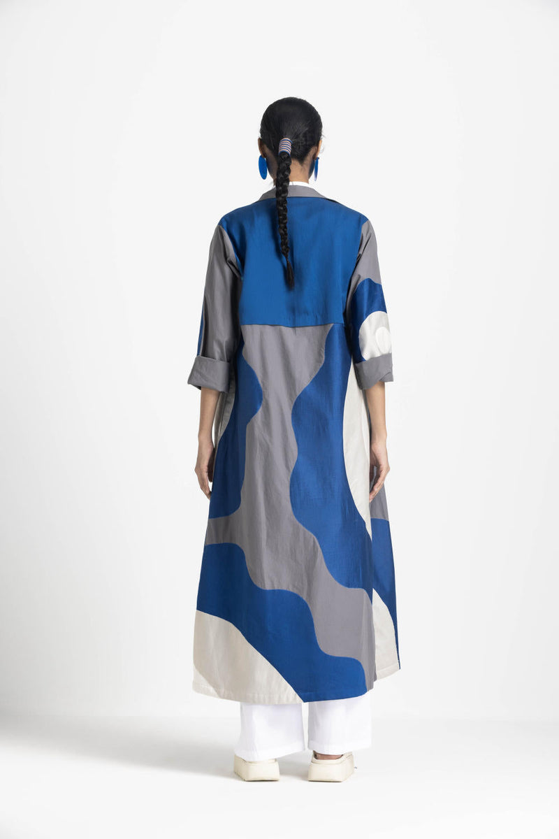 FLORAL APPLIQUE JACKET - ELECTRIC BLUE poplin by THREE in blue color for women Worldwide