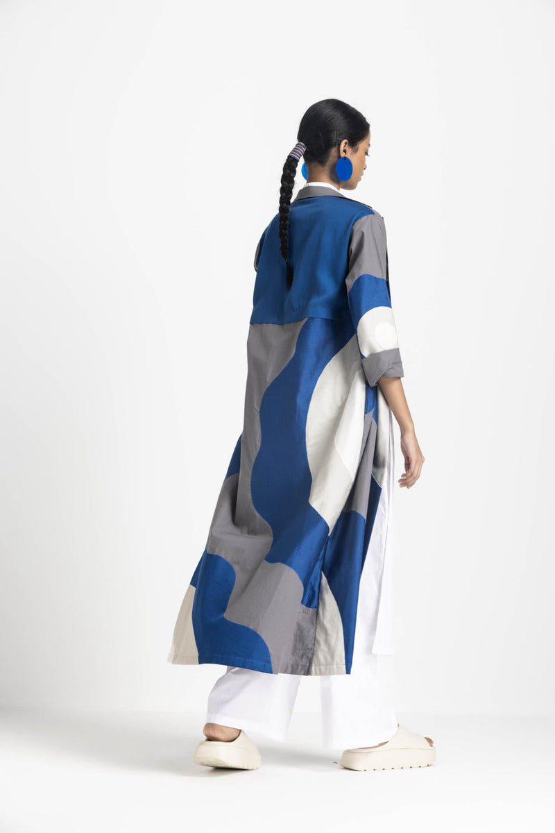 FLORAL APPLIQUE JACKET - ELECTRIC BLUE poplin by THREE in blue color for women Worldwide