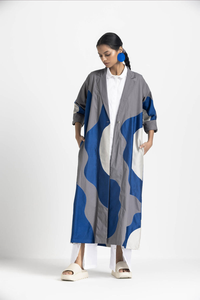 FLORAL APPLIQUE JACKET - ELECTRIC BLUE poplin by THREE in blue color for women Worldwide