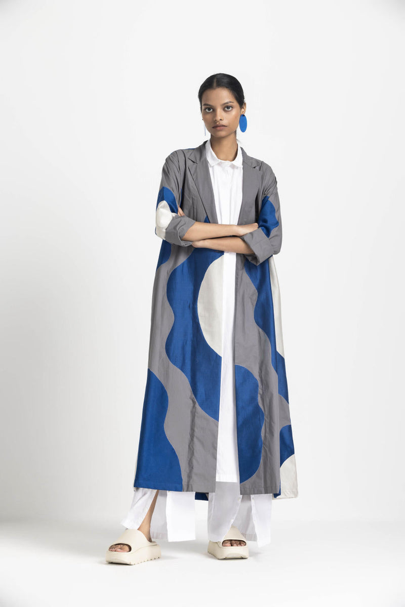 FLORAL APPLIQUE JACKET - ELECTRIC BLUE poplin by THREE in blue color for women Worldwide