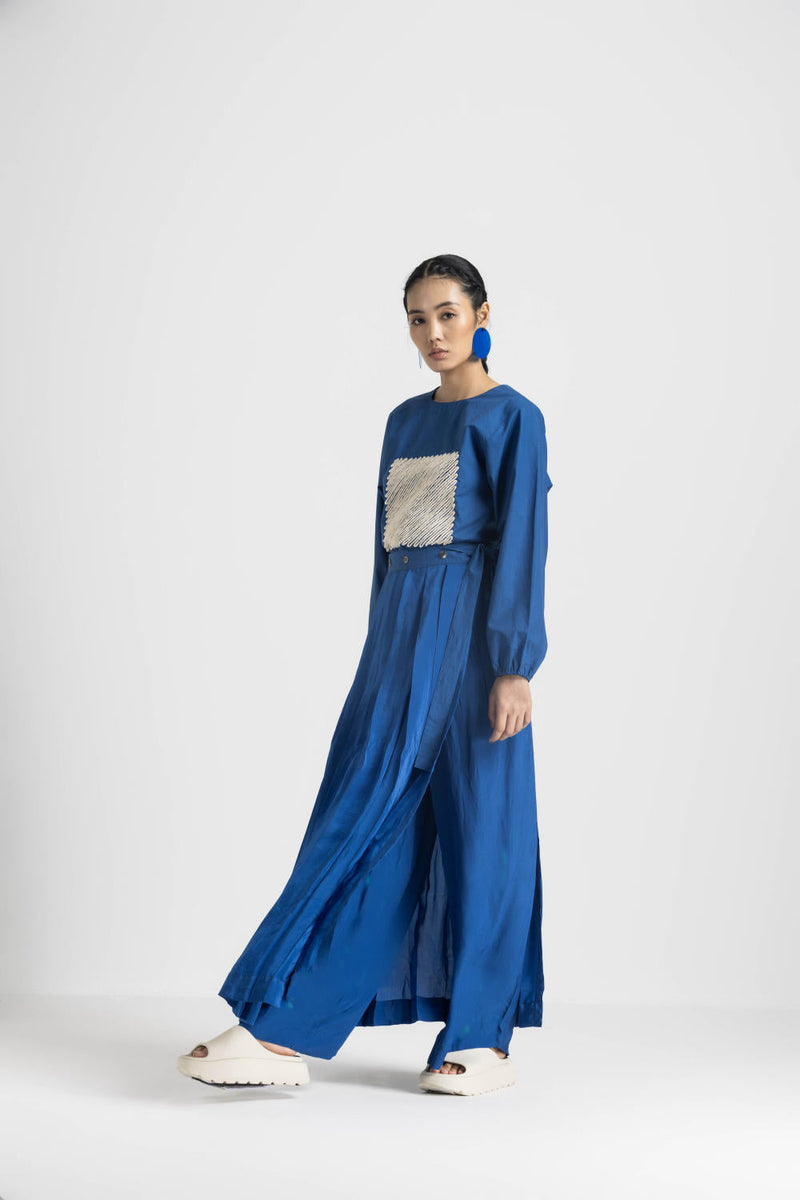 SQUARE TOP - ELECTRIC BLUE poplin by THREE in blue color for women Worldwide