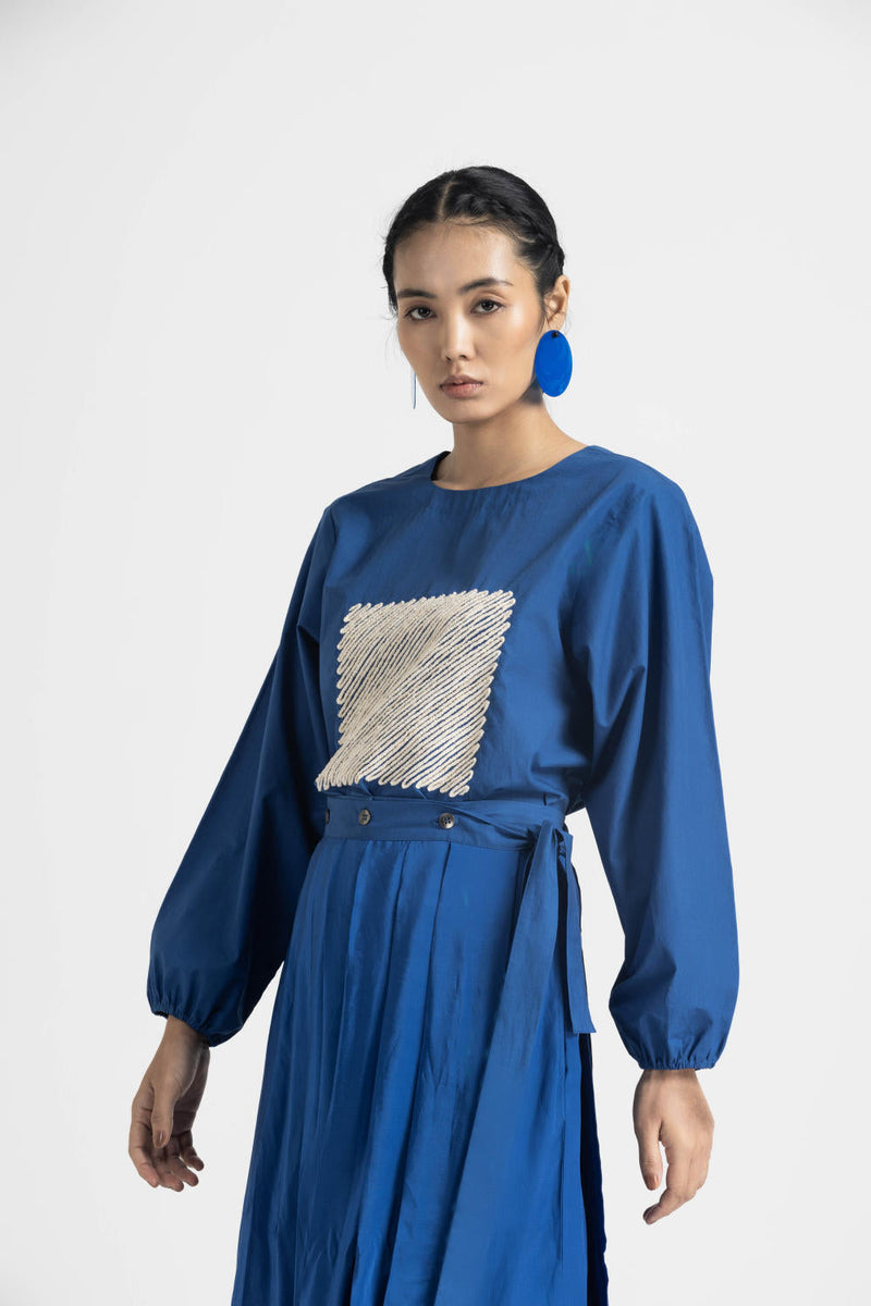 SQUARE TOP - ELECTRIC BLUE poplin by THREE in blue color for women Worldwide