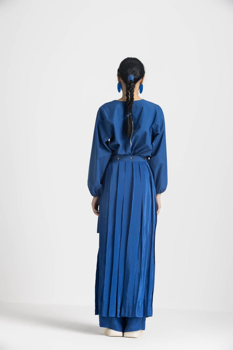 SQUARE TOP CO ORD - ELECTRIC BLUE poplin by THREE in blue color for women Worldwide