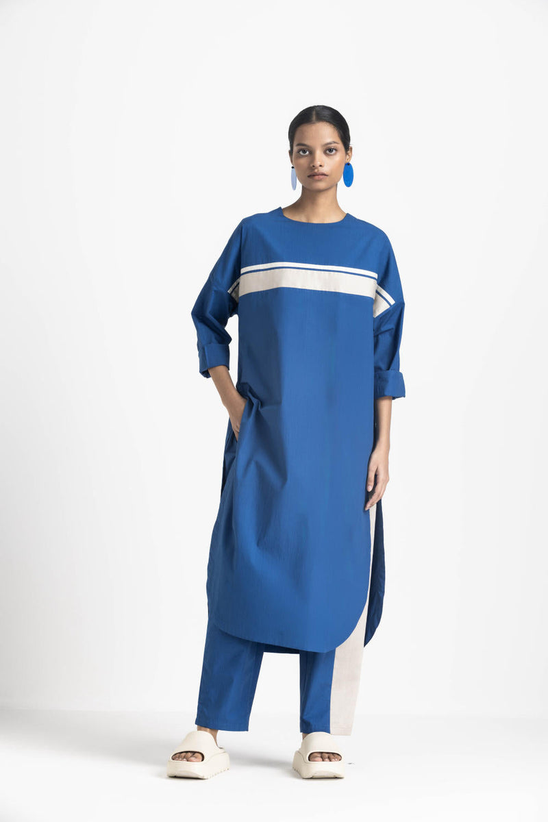 LONG JUMPER - ELECTRIC BLUE poplin by THREE in blue color for women Worldwide