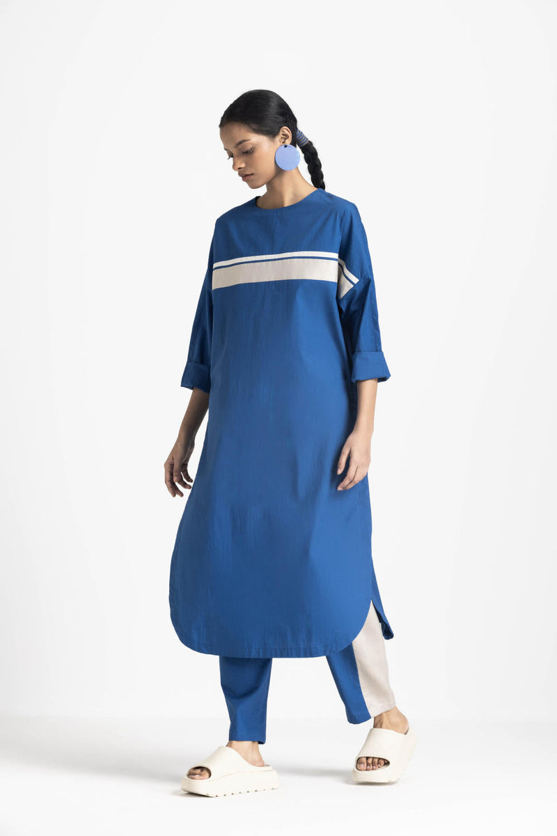 LONG JUMPER - ELECTRIC BLUE poplin by THREE in blue color for women Worldwide