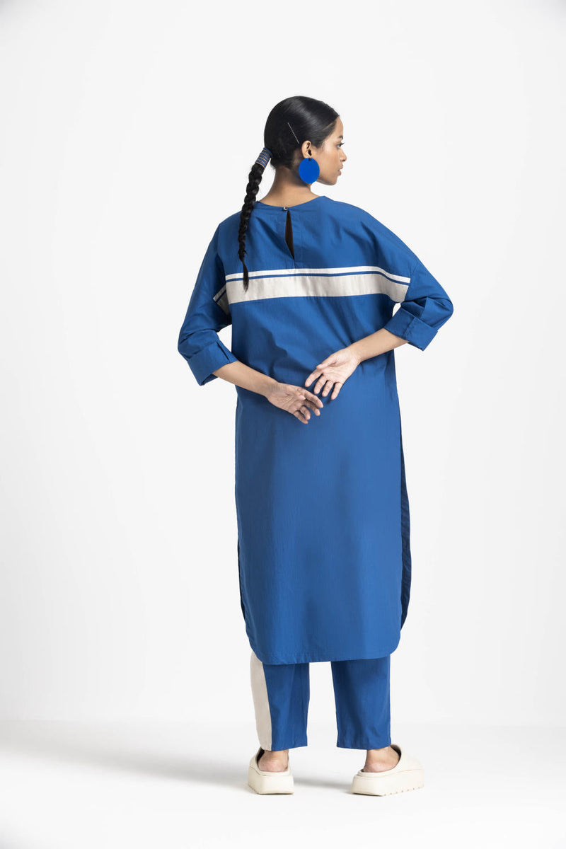LONG JUMPER CO ORD - ELECTRIC BLUE poplin by THREE in blue color for women Worldwide