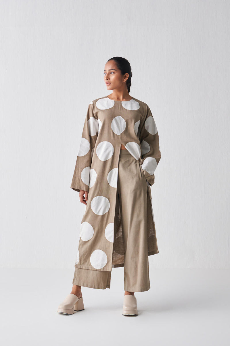 FRONT SLIT APPLIQUE TUNIC CO-ORD Top & Tunics,Kurta Sets by THREE for women Worldwide