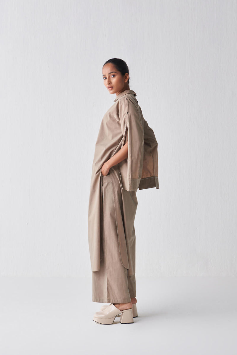 EXTENDED PLACKET TUNIC CO-ORD Top & Tunics,Kurta Sets,Bottoms by THREE for women Worldwide