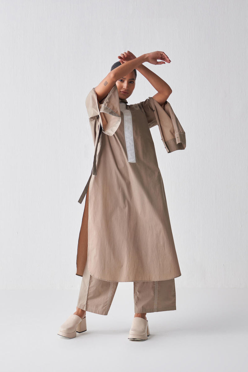 EXTENDED PLACKET TUNIC CO-ORD Top & Tunics,Kurta Sets,Bottoms by THREE for women Worldwide