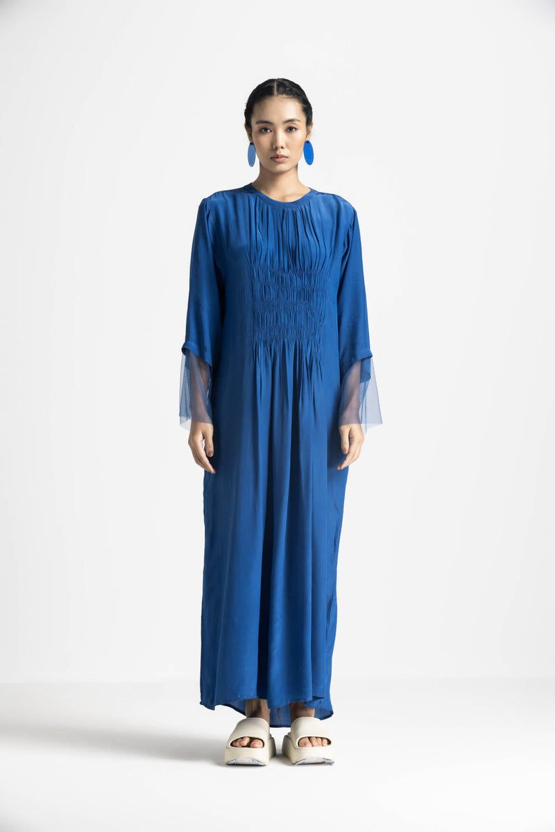 ELASTIC WAIST DRESS CO ORD - ELECTRIC BLUE by THREE in blue color for women Worldwide