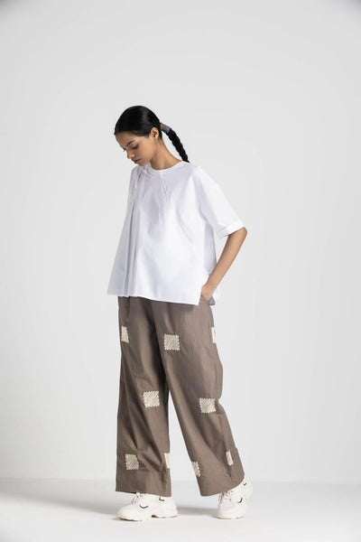 ASYMMETRIC PLEAT TOP CO ORD - CEDAR