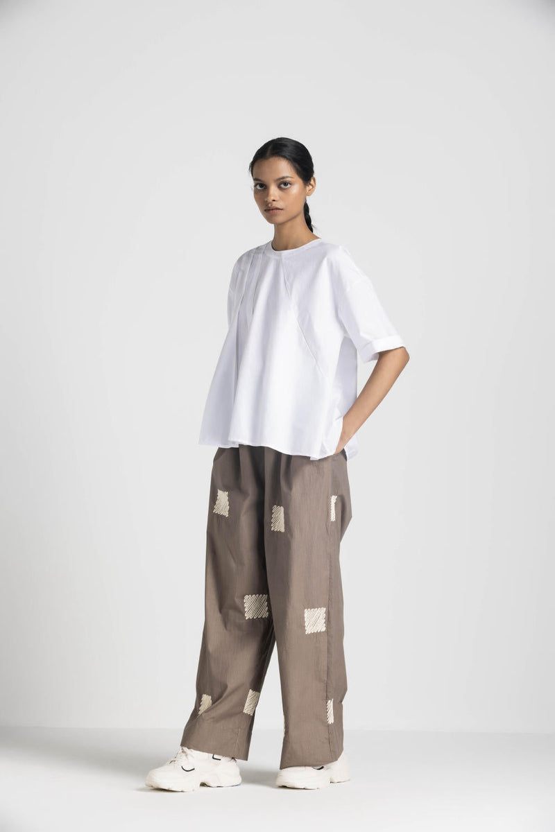 ASYMMETRIC PLEAT TOP - WHITE poplin by THREE in white color for women Worldwide