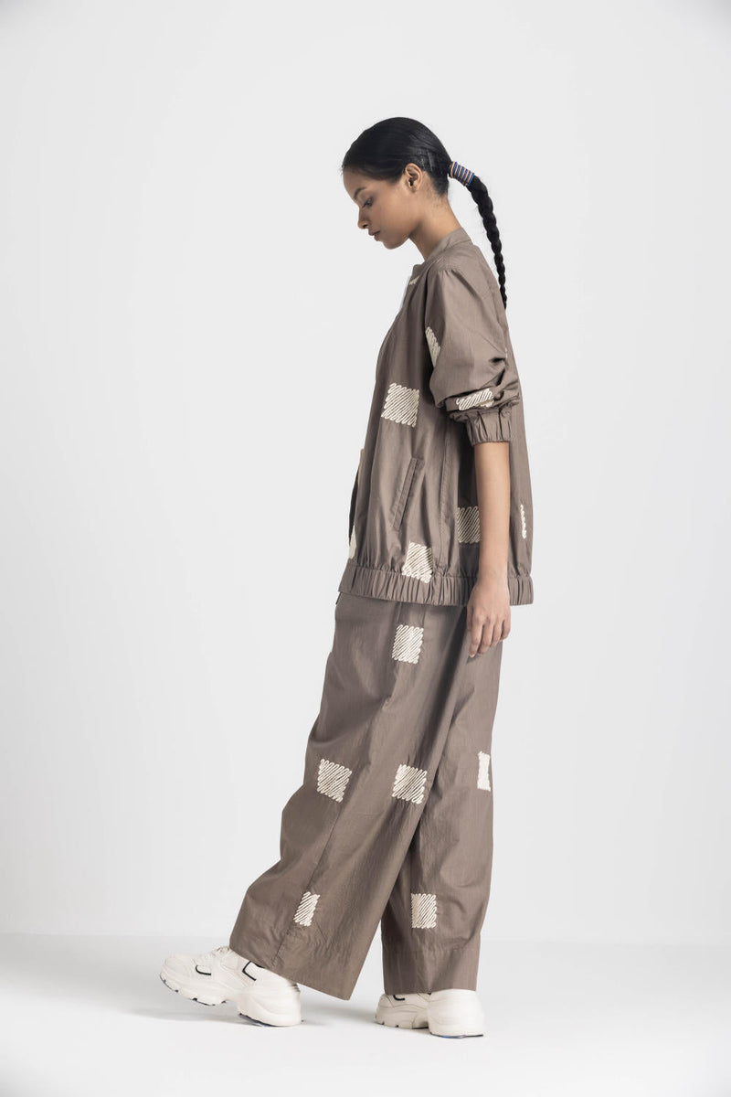 EMB. BOMBER JACKET - CEDAR poplin by THREE in brown color for women Worldwide