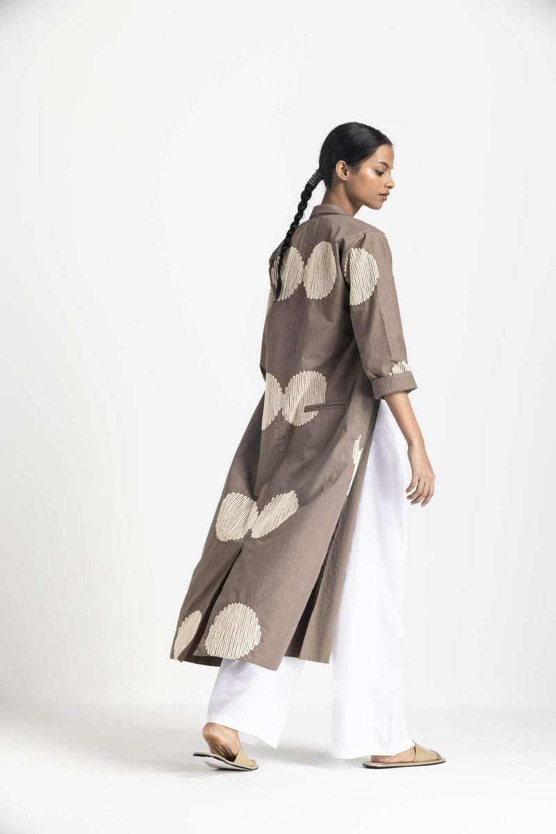 CIRCLE WAVE EMB. JACKET - CEDAR poplin by THREE in brown color for women Worldwide