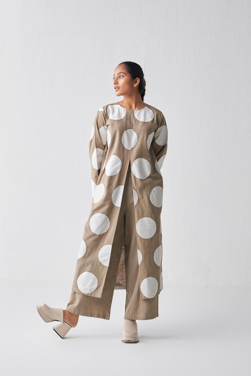 FRONT SLIT APPLIQUE TUNIC CO-ORD (SET OF 3) Kurta Sets by THREE for women Worldwide