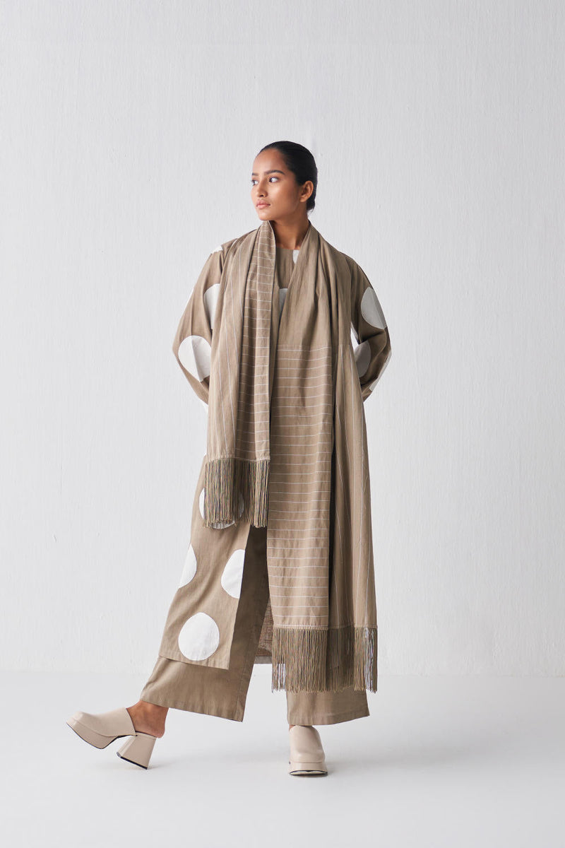 FRONT SLIT APPLIQUE TUNIC CO-ORD (SET OF 3) Kurta Sets by THREE for women Worldwide