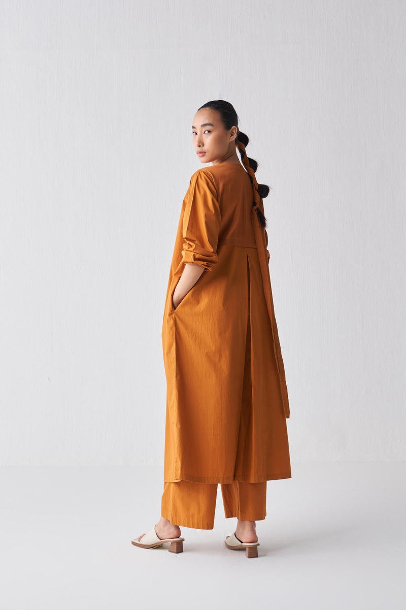 BACK YOKE JACKET CO-ORD Co-ord Set by THREE in rust color for women Worldwide