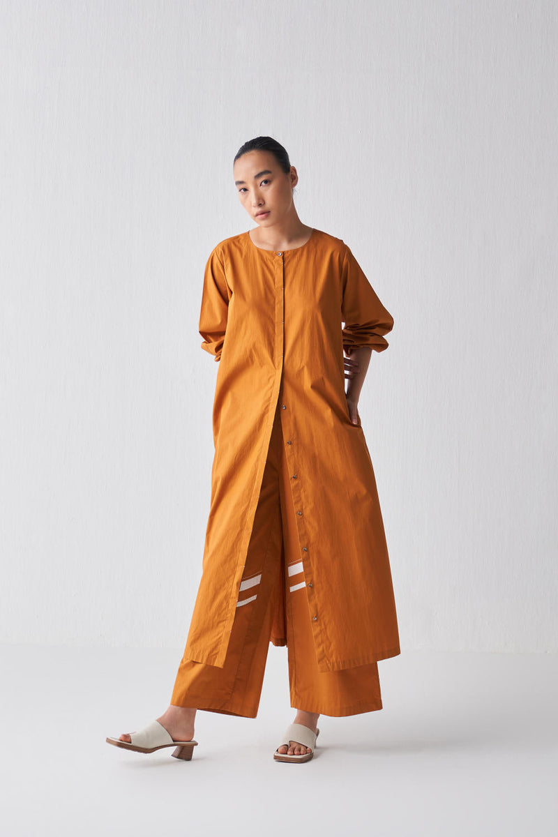 BACK YOKE JACKET CO-ORD Co-ord Set by THREE in rust color for women Worldwide