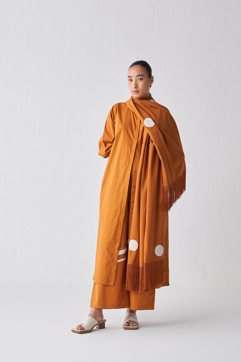 BACK YOKE JACKET CO-ORD Co-ord Set by THREE in rust color for women Worldwide
