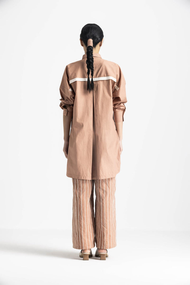 FRINGE POCKET SHIRT - CHAMPAGNE poplin by THREE for women Worldwide