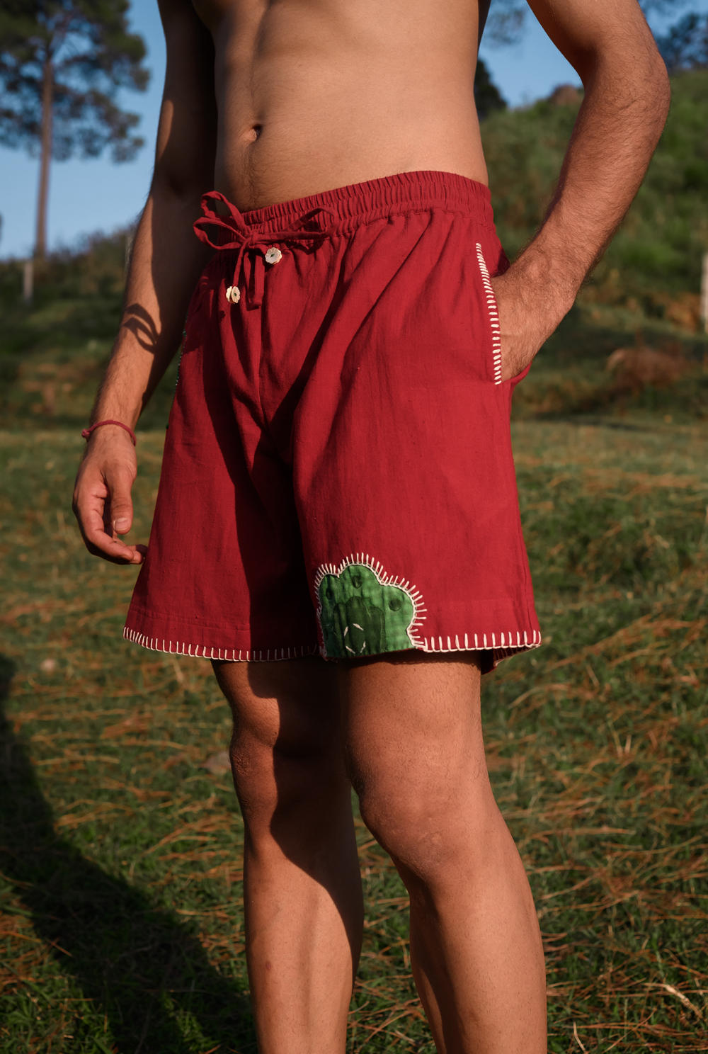 CAYENNE HANDLOOM APPLIQUE SHORTS