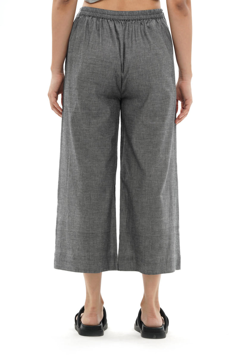 KUMO PALAZZO 100% cotton by Translate - Handwoven Ikat in grey color for women Worldwide