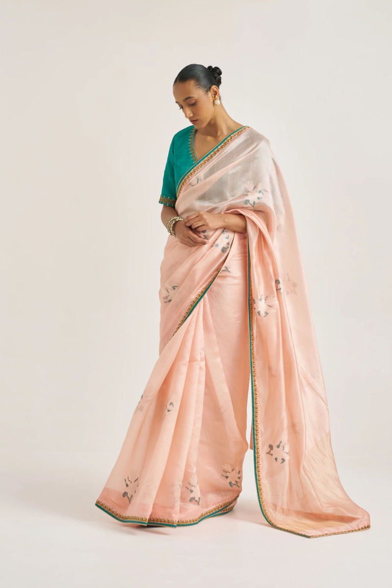 Shagufta Sari handwoven mulberry silk by Suparna Som in red for women Worldwide