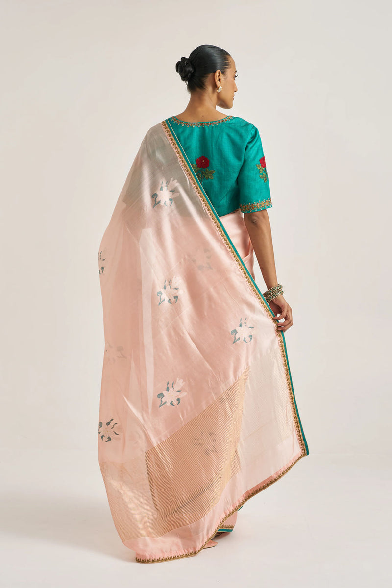 Shagufta Sari handwoven mulberry silk by Suparna Som in red for women Worldwide