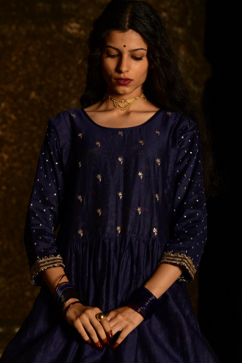 Shaniratna Kurta Set chanderi by Tokree in blue color for women Worldwide