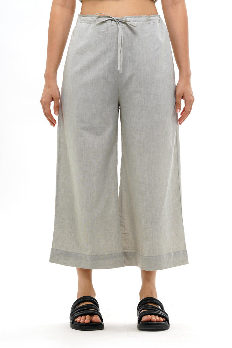 SHIRO PALAZZO 100% cotton by Translate - Handwoven Ikat in grey color for women Worldwide
