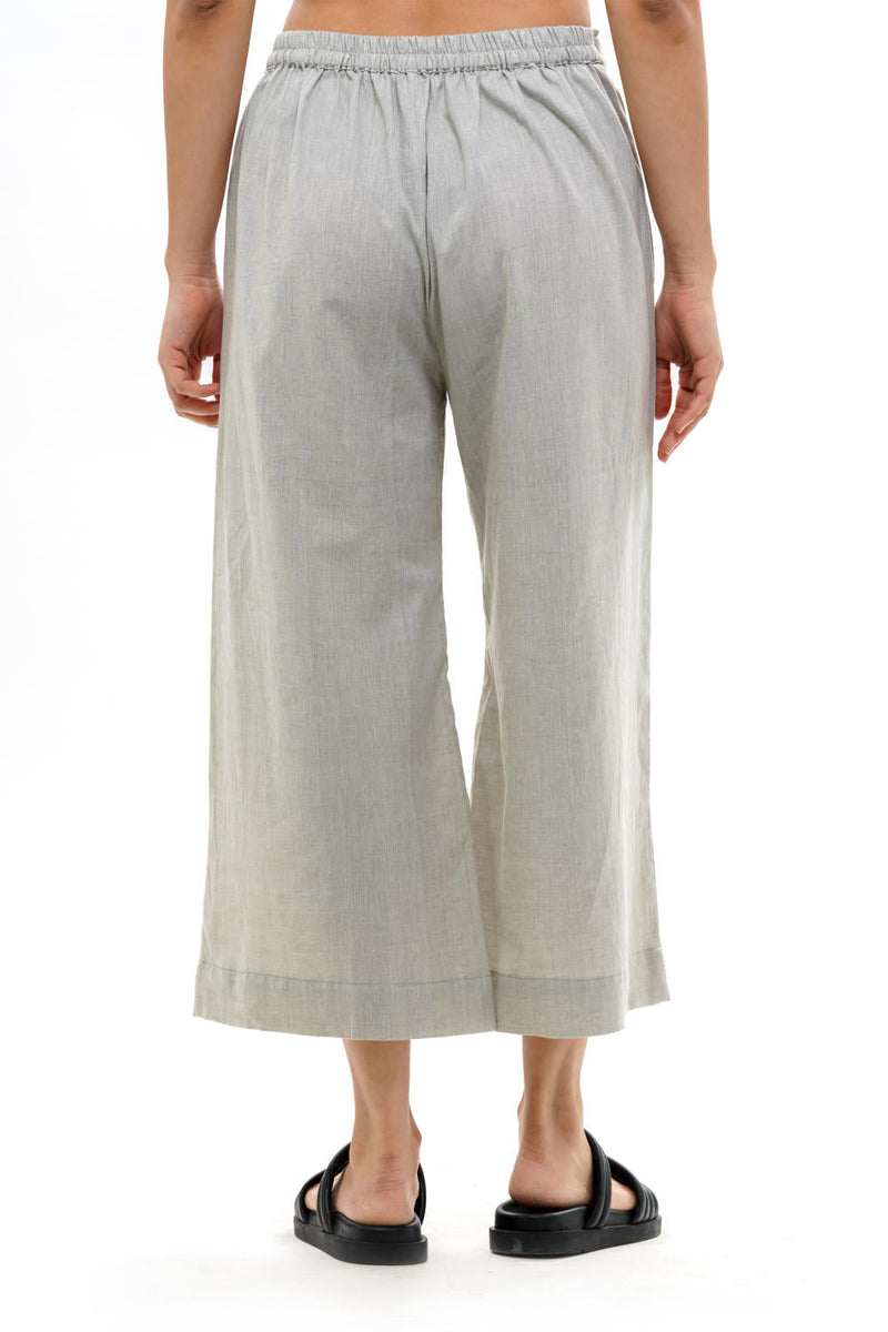 SHIRO PALAZZO 100% cotton by Translate - Handwoven Ikat in grey color for women Worldwide
