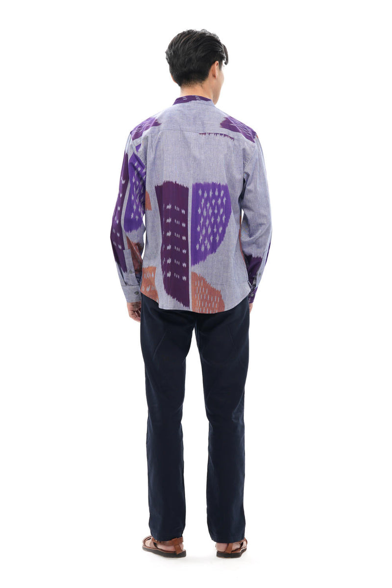 SHOBU MENS STAND IN COLLAR SHIRT 100% cotton by Translate Men in grey color for men Worldwide
