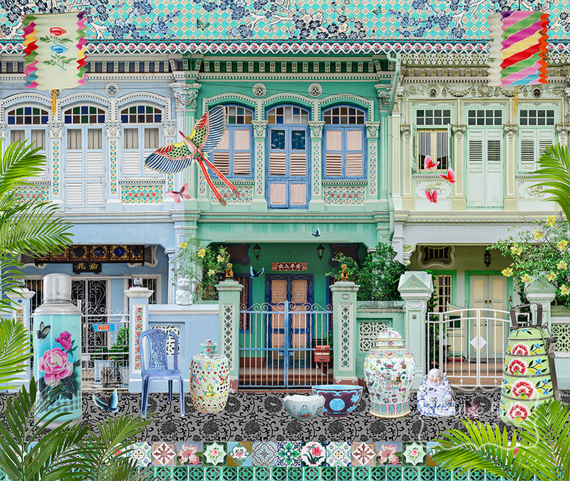 Shophouse Trio in Emerald Greens & Blues