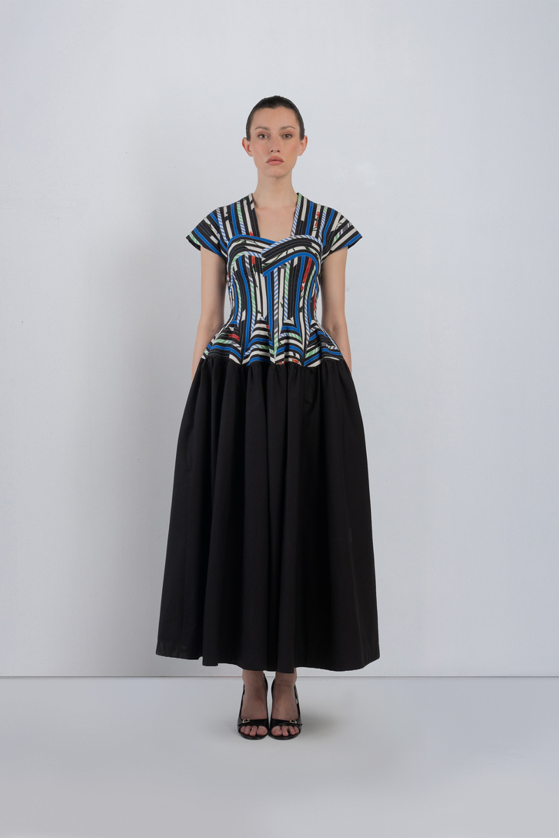 SIA DRESS - Multicolour + Black dress by Leh Studios in multicolour for women Worldwide