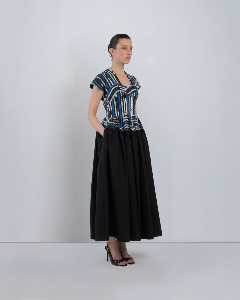 SIA DRESS - Multicolour + Black dress by Leh Studios in multicolour for women Worldwide