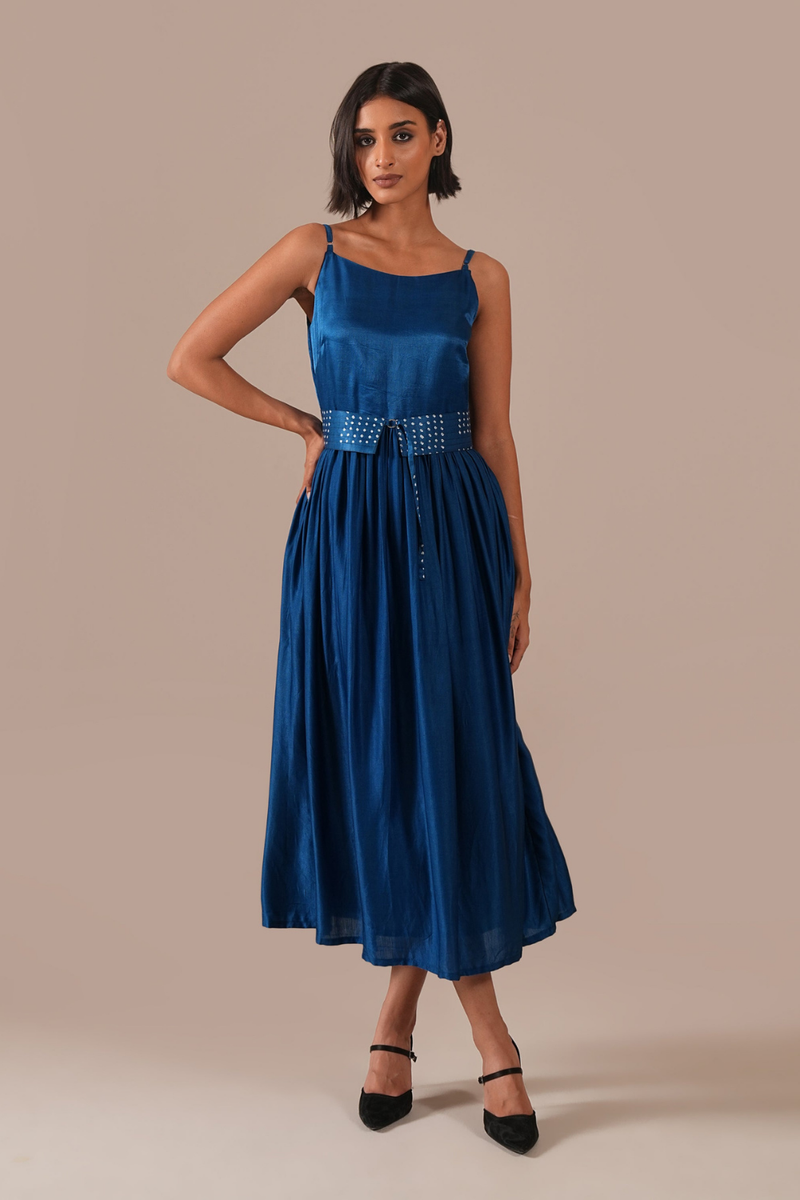 SILK SONATA DRESS silk by Indigo Dreams in blue color for women Worldwide