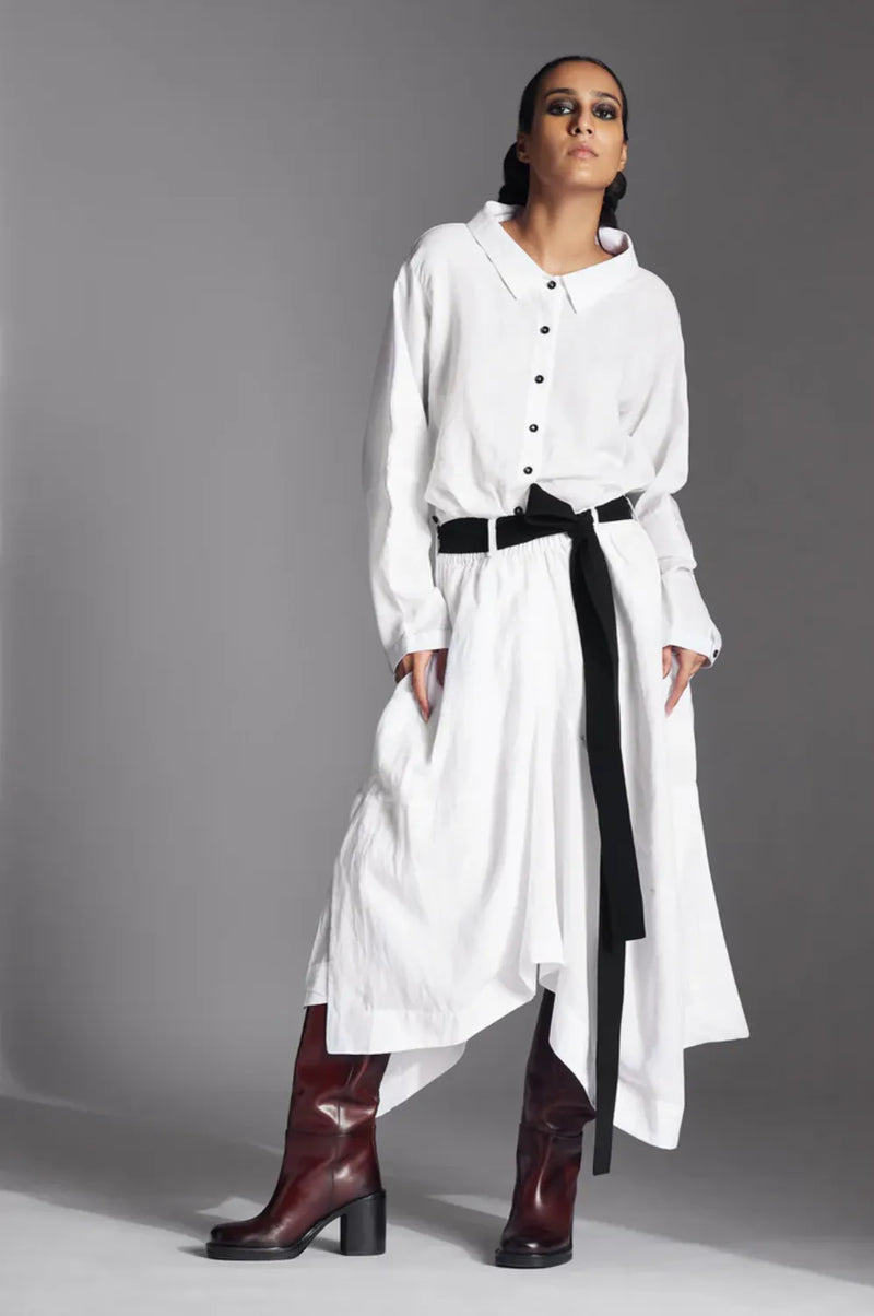 Aspen Skirt in Linen-White by Chola in white color for women Worldwide