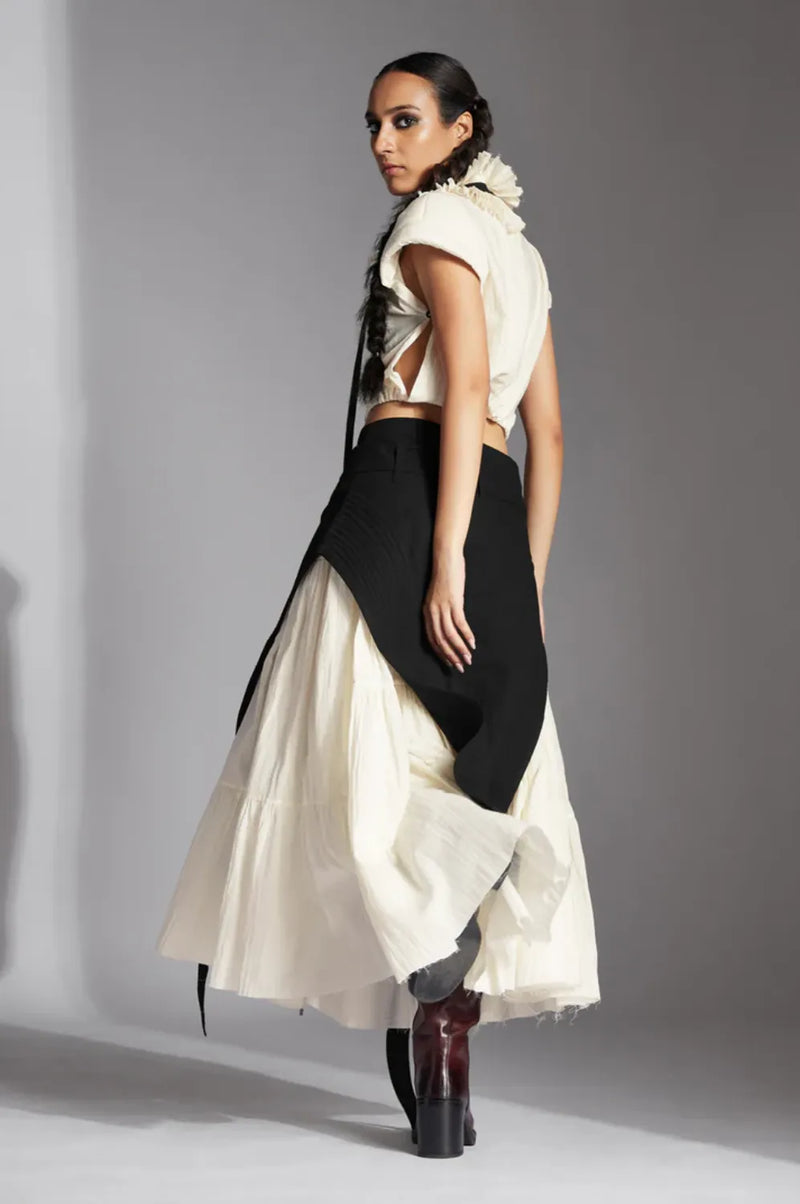 Tain Skirt-Black poplin by Chola in black color for women Worldwide