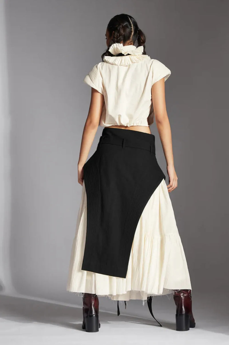 Tain Skirt-Black poplin by Chola in black color for women Worldwide