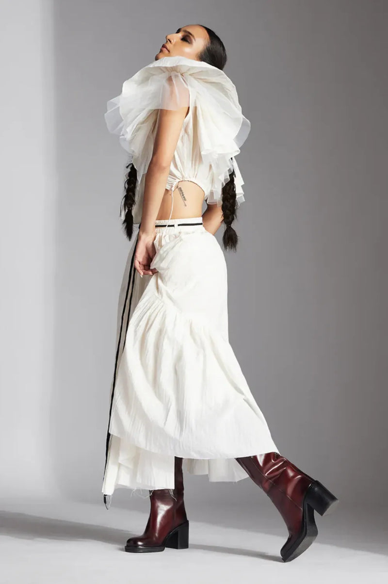 Lira Skirt-White cotton by Chola in white color for women Worldwide