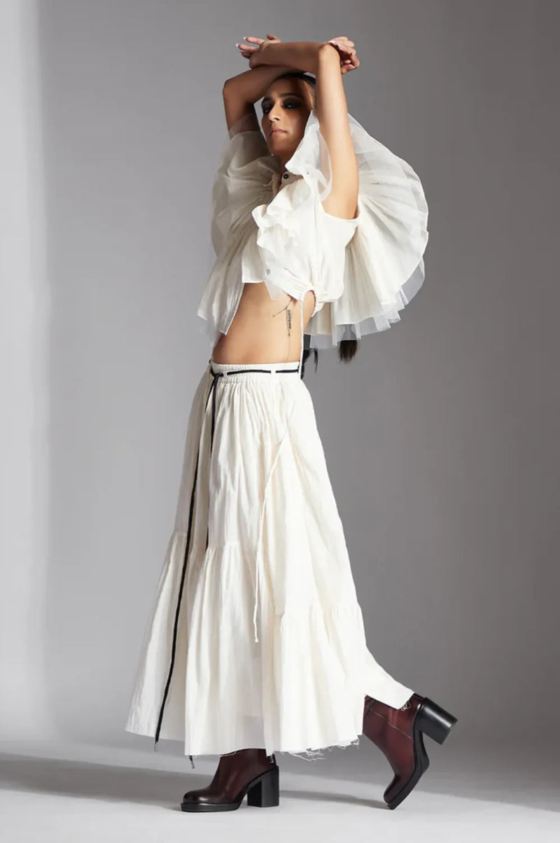 Lira Skirt-White cotton by Chola in white color for women Worldwide