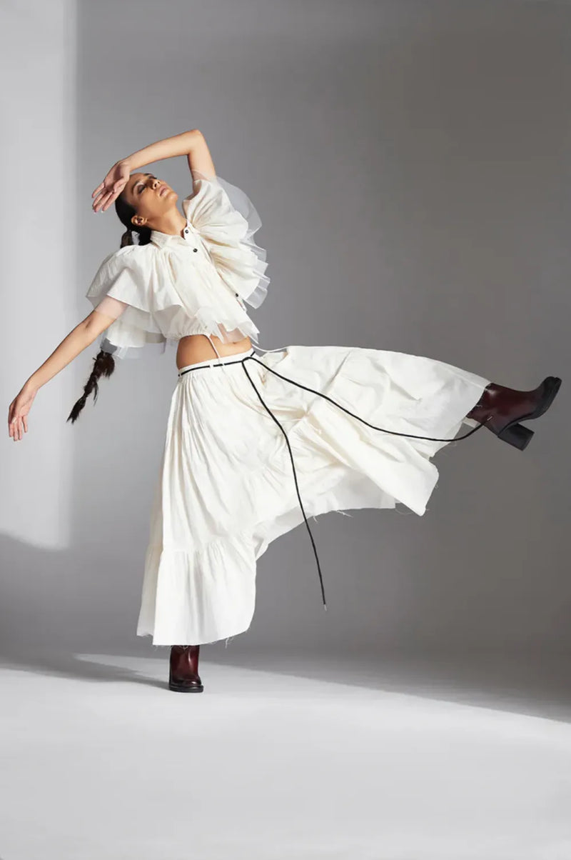 Lira Skirt-White cotton by Chola in white color for women Worldwide