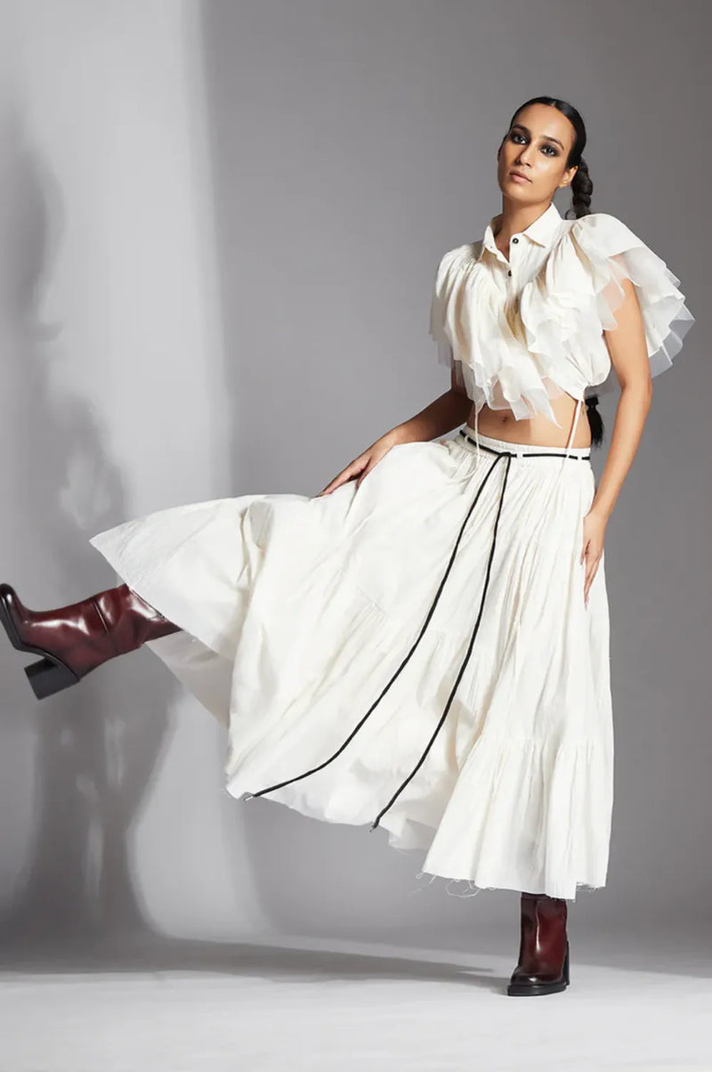 Lira Skirt-White cotton by Chola in white color for women Worldwide