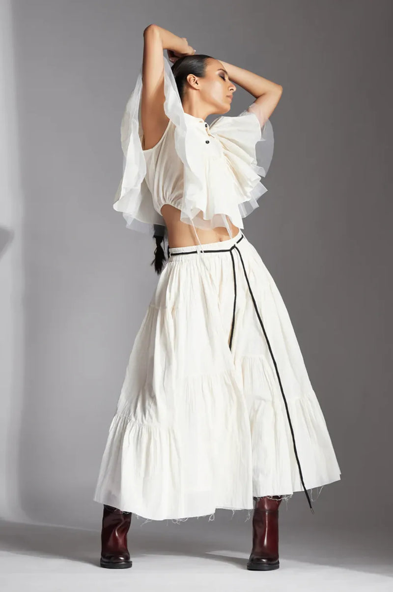 Lira Skirt-White cotton by Chola in white color for women Worldwide