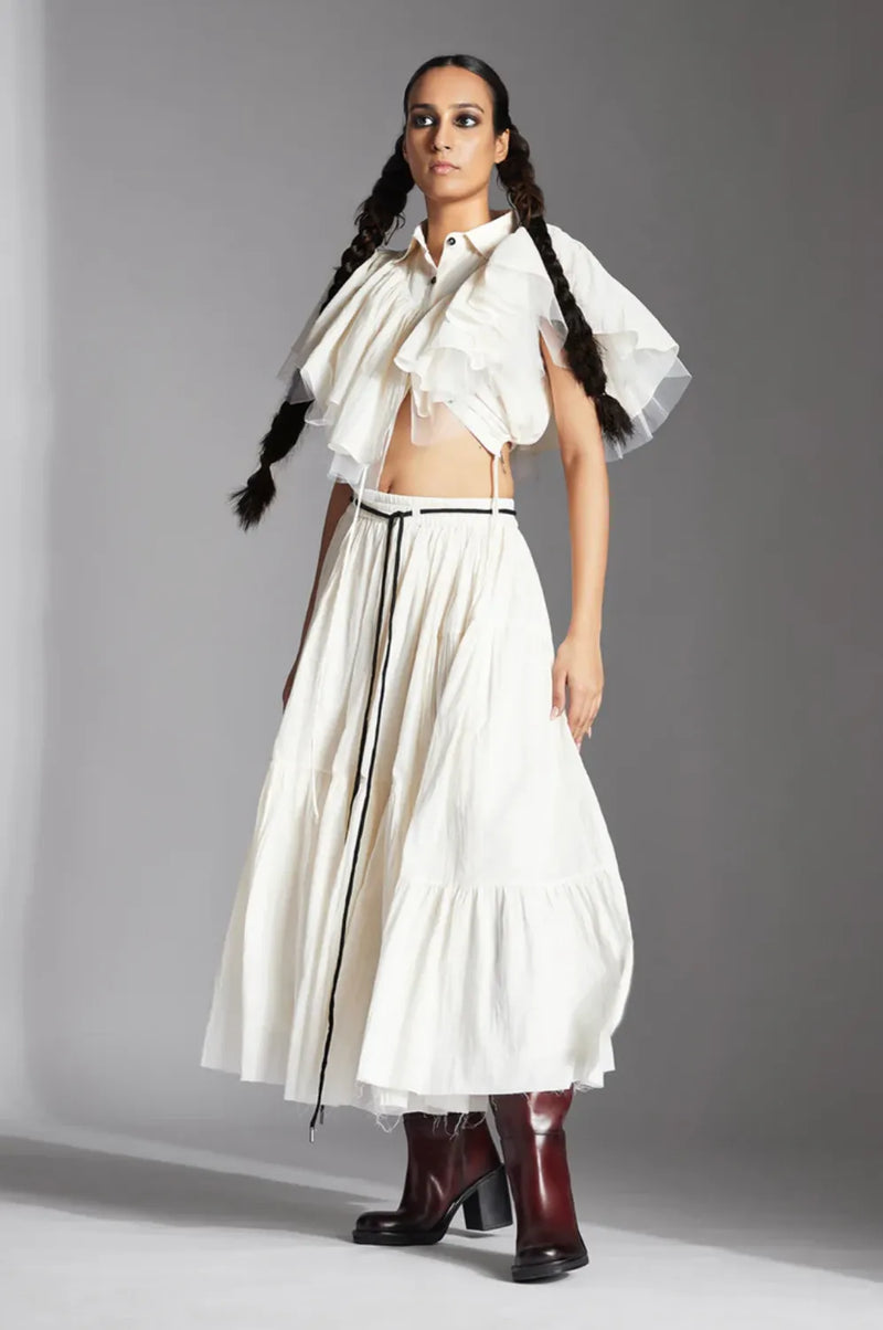 Lira Skirt-White cotton by Chola in white color for women Worldwide